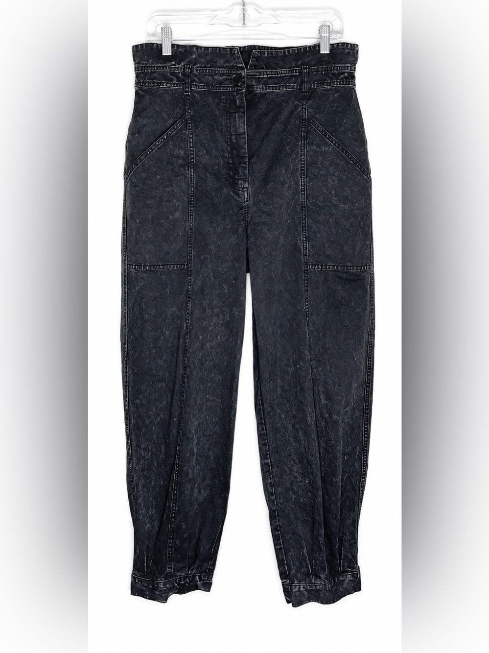 & Other Stories Utility Pants High Rise Pleated Ankle Black Womens 8